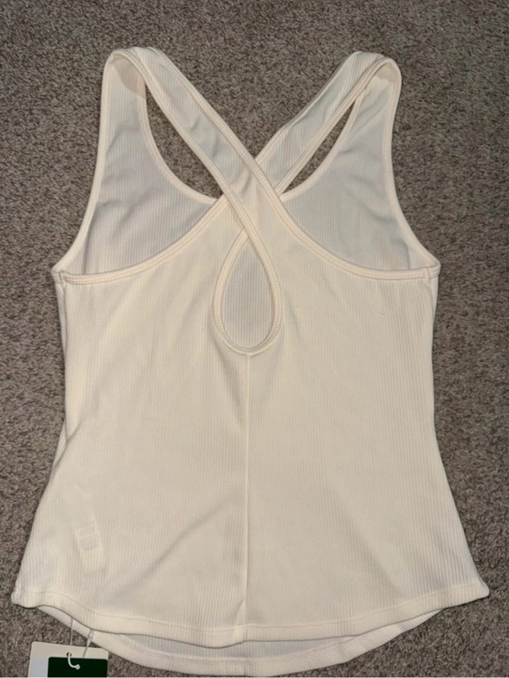 HALARA Cream Ribbed Crossback Tank - Picture 2 of 3